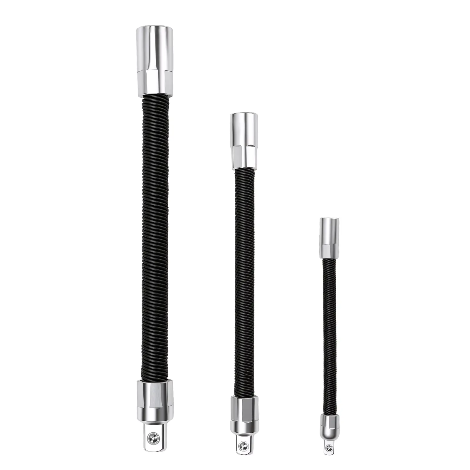GJANSH Flexible Socket Extension Bar Set 3-Piece 1/2" 3/8" 1/4" Shaft Drive 10" 8" 6"-Spring-Loaded Detent Balls to Prevent Slipping, GJANSH Flexible Socket Extension Bar Set 3-Piece 1/2" 3/8" 1/4" Shaft Drive 10" 8" 6"-Spring-Loaded Detent Balls to Prevent Slipping,