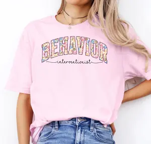 Behavior Interventionist T-Shirt, Floral BT RBT T-Shirt OR Sweatshirt, Teacher Support Staff shirt, School Behavior Team Sweatshirt Cotton Crewneck Fabric