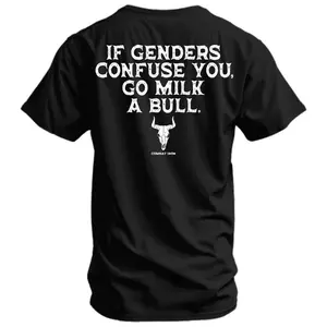 COD   If Genders Confuse You Go Milk A Bull On Back Men's T-shirt Back Print T-shirt For Men, Streetstyle Top T-shirt Unisex Menswear