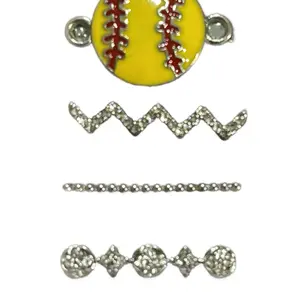 Softball smart Watch Charm Set with Sparkling Diamond Accents & Yellow Baseball Design for Sports Enthusiasts Fashion Accessory