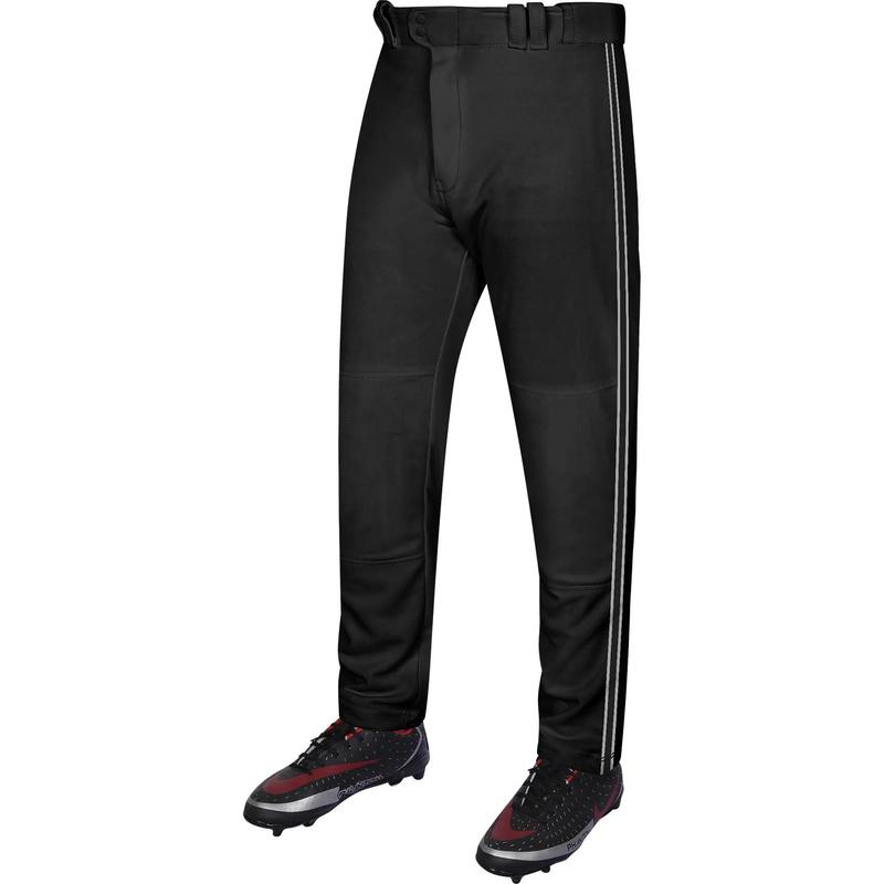 Proline Adult Full Length Baseball Pants with Stripes (Black)