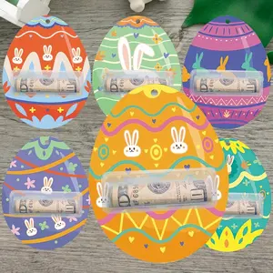 Easter Money Holders for Cash Gift - 6 Sets Bunny Egg Happy Eatser Cards Ornaments Party Favors Assortment Decoration Easter Basket Stuffers Tag Gift Card DIY Holiday Surprise Gift Card Gift Packaging