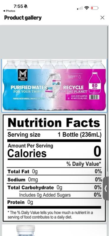 Member's Mark Purified Water 80 Bottles 8.4 fl oz Each 0 Calories per Serving Enhanced for Taste