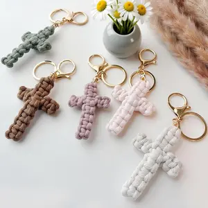 Handmade Soft Cross Keychain – Inspirational Jesus Car Accessory, Boho Christian Gift for Women & Men