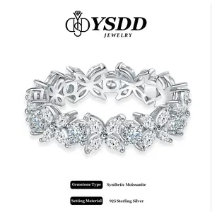 【#665 New Arrival】Etheral Butterfly Eternity Band Marquise and Round vvs Synthetic Moissanite Rings in 925 Sterling Silver