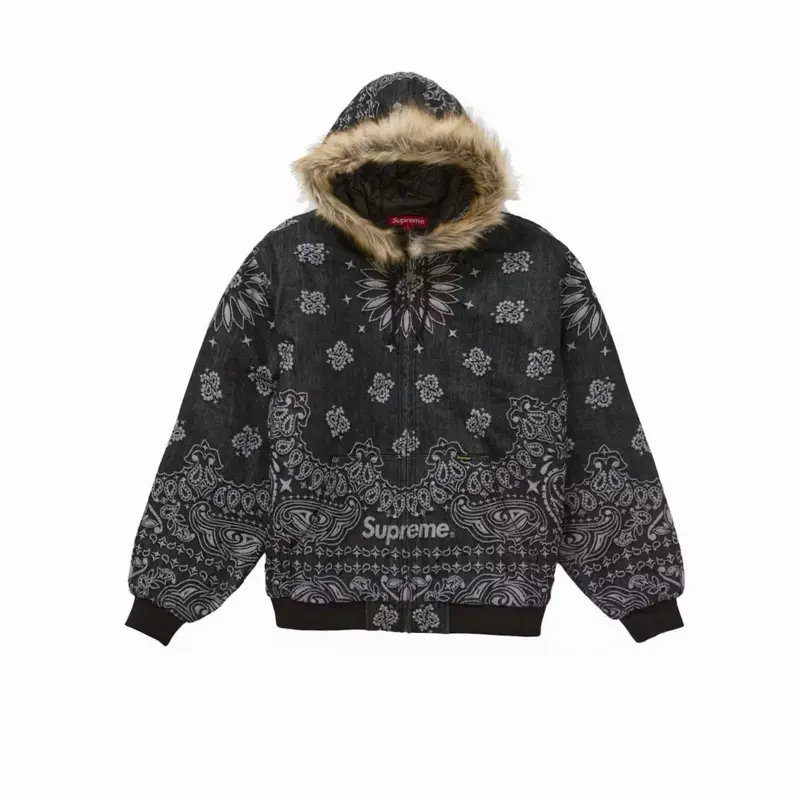 Supreme Bandana Jacquard Denim Hooded Work Jacket
