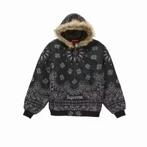 Supreme Bandana Jacquard Denim Hooded Work Jacket