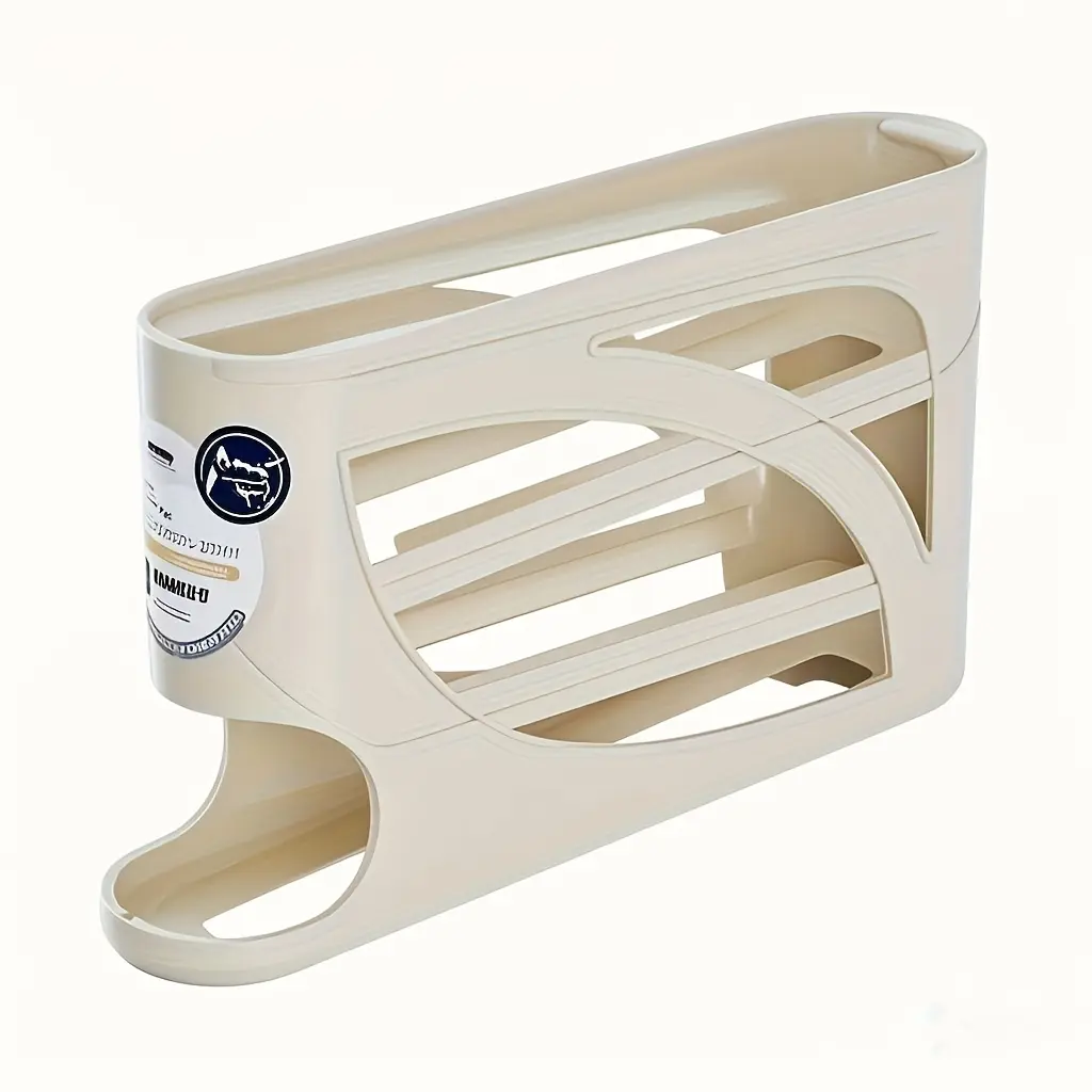 JAYUNLAB 4-Tier Rolling Egg Holder for Refrigerator, Holds 30 Eggs, Automatic Gravity Egg Dispenser, Space-Saving Fridge Egg Organizer for Kitchen Storage