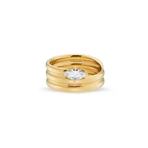 Luxury 18k Gold Chunky Small Diamond Irregular Shaped Trendy Modern Rings Womens Jewelry By North Jewelry