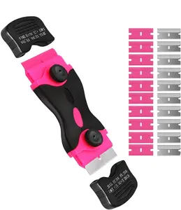 Razor Blade Scraper Tool with 20 Metal and Plastic Blades, Multi Purpose Cleaning Scraper for Windows Stickers Labels Adhesive Cooktop and Paint Removal