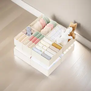 1pc or 6pcs Foldable Drawer Organizer for Clothing, Vanity Storage Boxes for Clothes, Underwear, Socks, for nursery, bedroom,party decorations hello kitty room decors