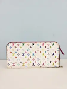 Pre-owned White monogram multicolor coated canvas Small Leather Goods Louis Vuitton White Monogram Multicolor Portefeuille Insolite Wallet【CA1162】