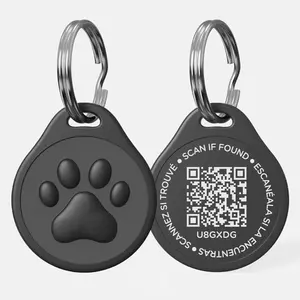 QR Code Dog Tag with Paw Print Design Scan If Found Feature for Pet Identification