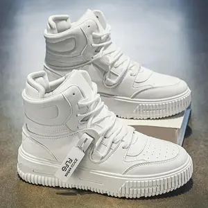 Vintage Preppy Skateboarding Shoes - High-Top, PU Upper, Shock Absorbent, Universal for Men & Women, Daily Outdoor Wear Retro Thick-Sole Casual Sneakers Georgia Style Casual Trainers Men's Casual Trainer Shoes High-Top Anti-Smash(Sheets)