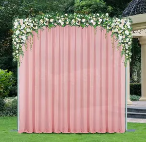 12 ft x 57" Chiffon Event Backdrop Curtain Drape Panel - Rose Pink (1pc)