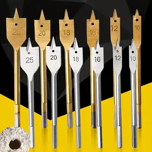 6pcs Three-Pointed Woodworking Flat Drill Set, Wood Drill Bits, Hexagonal Shank Hole Opener, Reamer Tool for Wood Board Block, Wholesale Supply