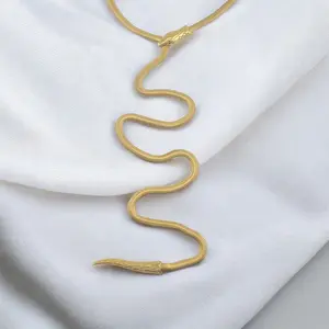 FWJ - STAINLESS STEEL JEWELRY- ADJUSTABLE FLAT SNAKE NECKLACE