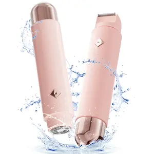 Bikini Trimmer for Women, Dual-Head Electric Razor & Painless Hair Removal - Waterproof Cordless Lady Shaver for Body, Face Underarm, Intimate Areas, Facial & Dermave Bikini Shaver