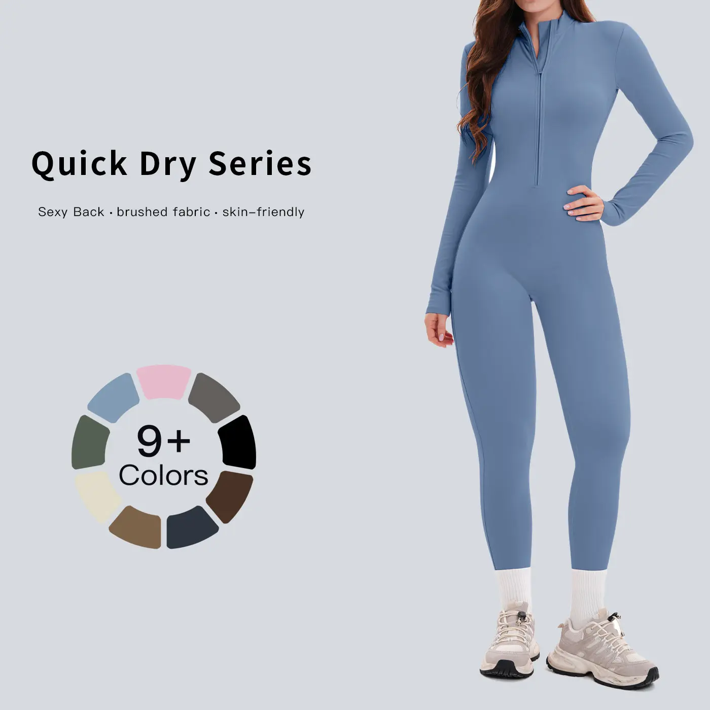 Tenwolf Women’s Zip-Up Front Skin-Tight Full-Length Long-Sleeve Casual Athletic Yoga Bodysuit for High-Intensity Fitness