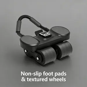 Ab Roller Wheel with Timer & Automatic Rebound, Equipped with Elbow Support & Knee Mat, Core Workout Equipment for Women & Men