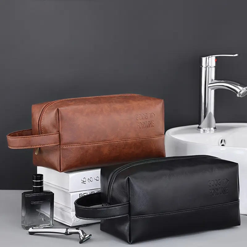 Men's Toiletry Bag Travel Skincare Organizer Handheld Multifunctional Makeup Bag Portable Storage Pouch Travel Leather Shaving Bag