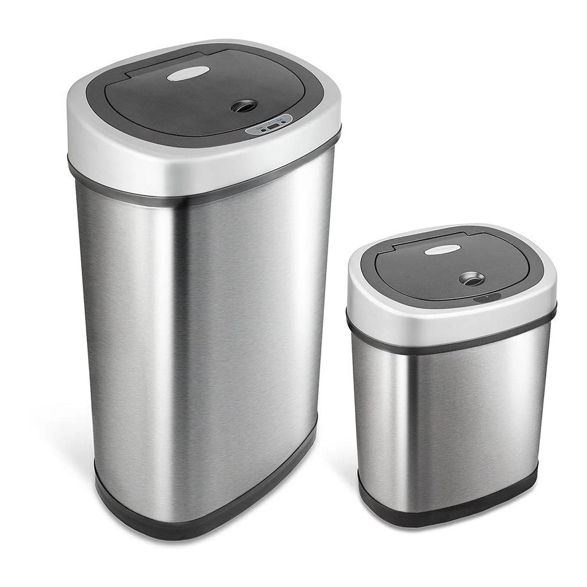 NINESTARS 2pc Stainless Steel Motion Sensor TrashCan Combo Set NINESTARS 2pc Stainless Steel Motion Sensor TrashCan Combo Set