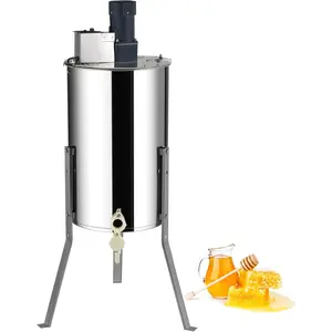 VEVOR Electric Honey Extractor 2/4 Frame, Stainless Steel Beekeeping Extractor Equipment, Honeycomb Drum Spinner with Adjustable Stand and Clear Lid, Pro Apiary Centrifuge Extraction Equipment