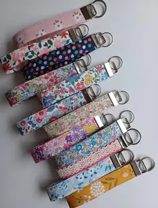 Floral Fabric Wristlet Key Fob Keychains