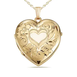 Yellow Gold Floral Heart 4 Photo Locket