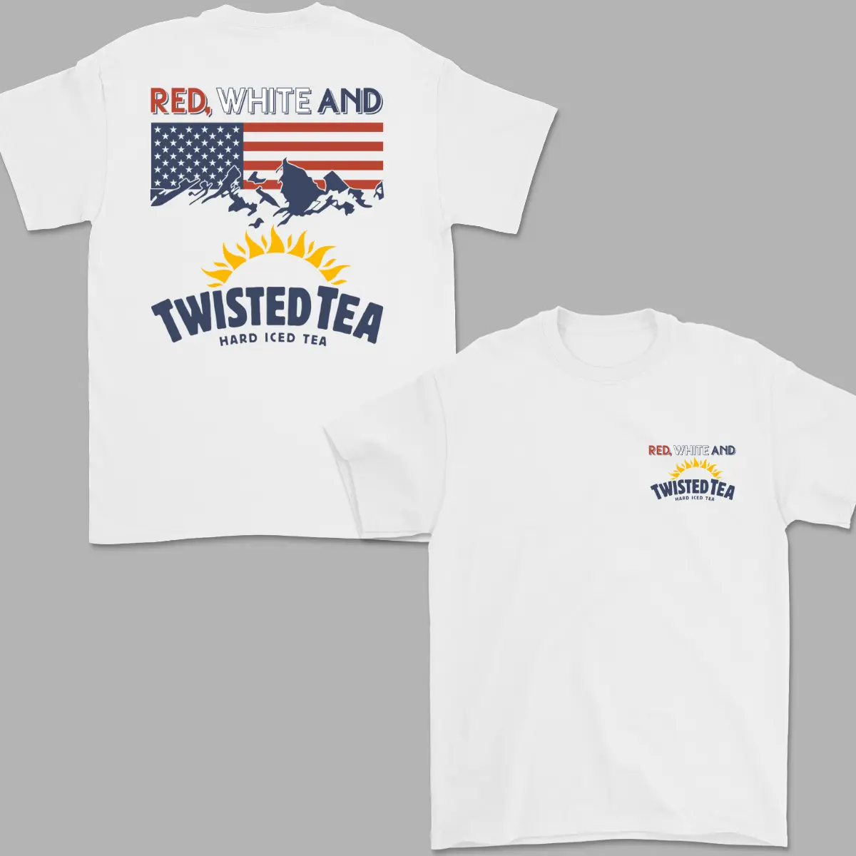 Red White And Twisted Tea Logo T-Shirt - 4th Of July Graphic Tee, Trendy Summer for Men for Women, Shades For Everyone, Full Sizes, Full Colors