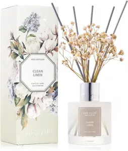 Reed Diffuser Set,3.38 fl oz (100 ml) - Clean Linen Oil Diffusers with 8 Reed Sticks,Home Fragrance Reed Diffuser for Bathroom Shelf Decor