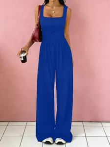 New Sexy Chic Minimalist Basic Plain Solid Sleeveless Camisole + Casual Wide Leg Pants Two-Piece Set Outfit, Fitted Long Regular Fit, All Seasons Fashion, Women's Clothing, Summer Loungewear Sets, Womenswear