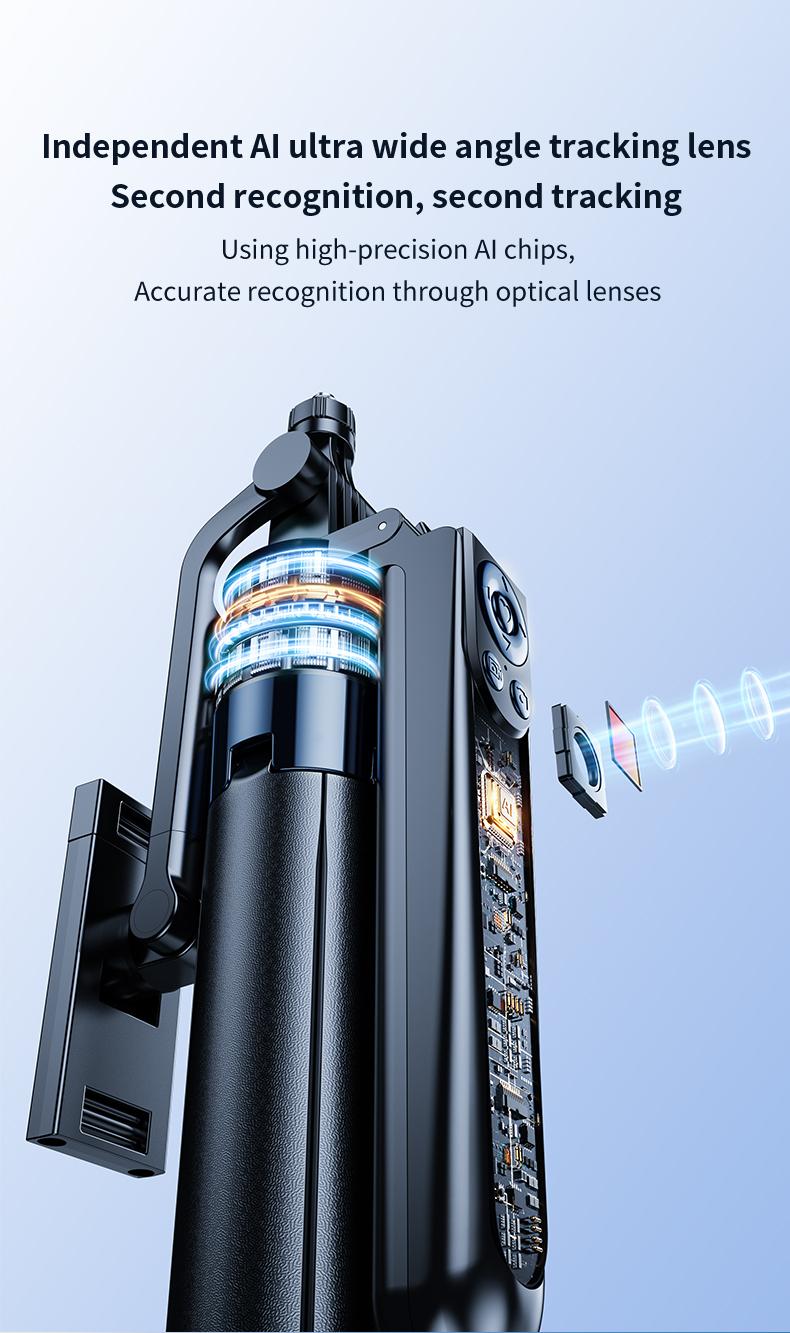 NEW 360-Rotatable Selfie Stick Tripod,Rechargeable Smart Face Tracking Tripod With 2 Fill Light, Auto Face Tracking Phone Holder for Vlog, Live Streaming,Smartphone Camera Accessories New Selfie Stick  face tracking  tripod