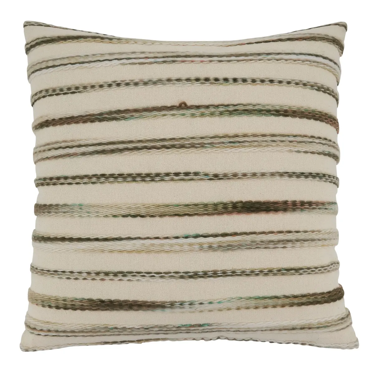 SARO 839.M22SP 22 in. Square Multicolor Stripe Weave Design Throw Pillow with Poly Filling