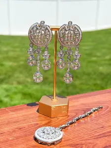 Hina Silver Earrings and Tikka Set