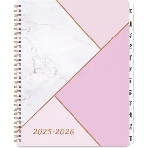 2025-2026 Academic Planner 8" x 10"  Marble Wire Binding with Tabs for Weekly & Monthly Planning 12 Months of Holidays & Contact Pages