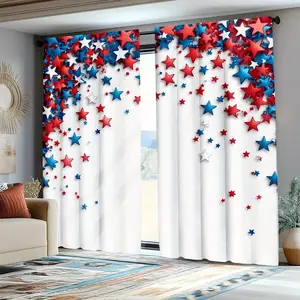 American Flag Curtains Set of 2, Decorative Window Coverings for Living Room Bedroom Office, Stars & Stripes Design, Usa National Symbol