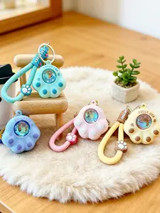 Cute Cat Paw Atmosphere Lamp, Sunset Light, Cartoon Backpack Hanging Decoration, Small Gift Stylish Keychain Stress Relief Toy, Trendy Cute Keychain