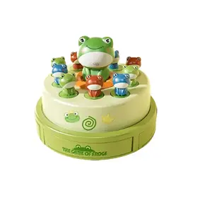 Jumping Animal Toy, Bouncing Frog Toy,Sound Light Green Frog Bounce Toy, Ejection Frog Turntable Sound Light, Interactive Play Concentration Training For Kids,Christmas gift