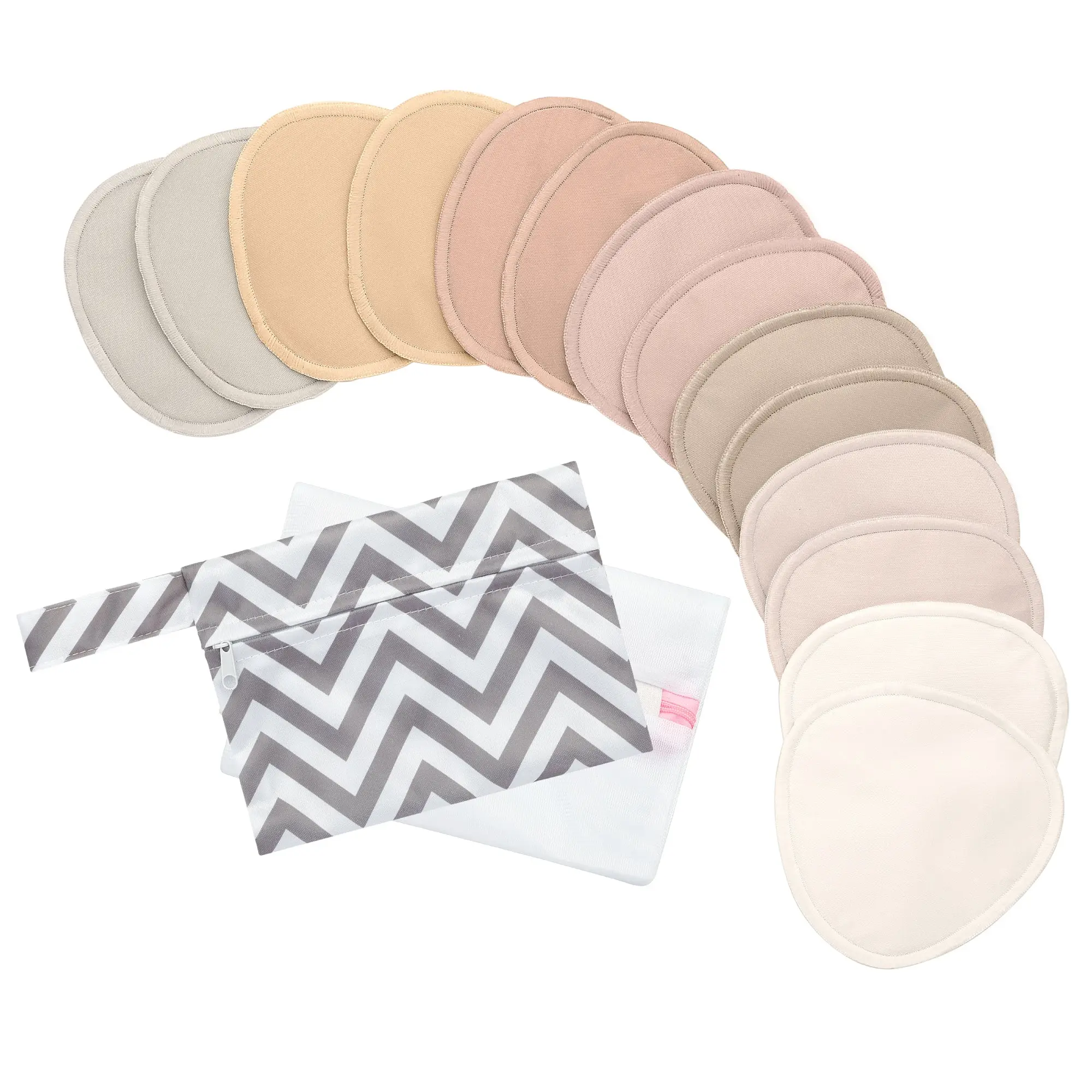 Organic Nursing Pads - 14 Washable Breast Pads for Breastfeeding, Wash Bag, Reusable Nipple Covers for Breastfeeding Essentials, Soft & Absorbent