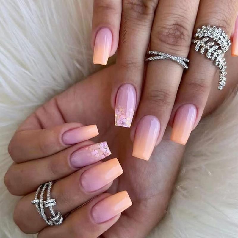 600Pcs Medium Square Nail Tips Clear Fake Nails Square Gel Nail Tips Full Cover Artificial Nails Clear Press on Nails Medium False Nail American Capsule Fingernails for Gel Nail Extension, Salon Quality Nails, Handmade Acrylic Nails