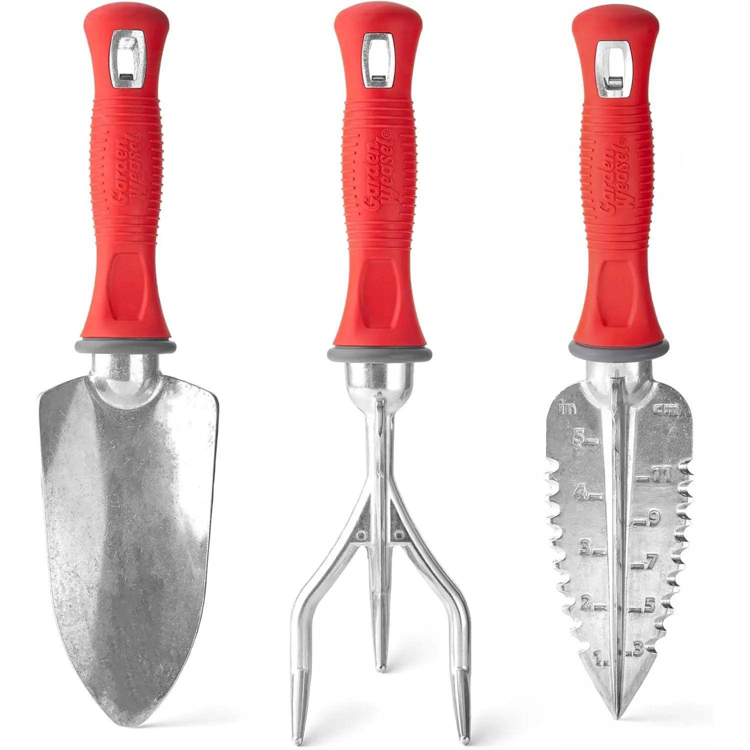 3-Piece Hand Tool Combo Set | Trowel, Transplanter and Cultivator | Heavy Duty Lawn and Garden Set, Digging, Planting, and Weeding | 91370-Q