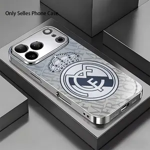Real Madrid Fc Electroplated Glass Phone Case, Stylish & Stain Resistant, Fits iPhone Models 17/16/15/14/13/12/11/XR/xsmax, Perfect Holiday Gift Cover