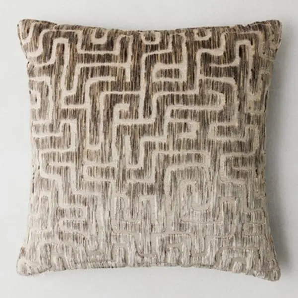 Z Gallerie Vega 22"x22" Square Velvet Soft Touch Cushion - Decorative Standard Pillow, Captivating Maze Design, Removable Cover, Dry Clean Only, Pillows