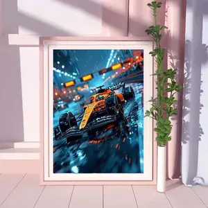 5D DIY Full Drill Round Diamond Painting - Diamond Art Painting Kit Racing, Rainy Night, Track Mosaic, Canvas - DIY Decorative Painting, Home Wall Decor, Suitable for Halloween and Christmas, Birthdays and Anniversaries Gifts