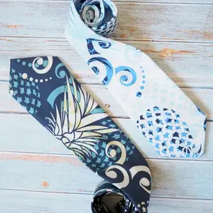 Blue Pineapple Swirl Hawaiian Necktie