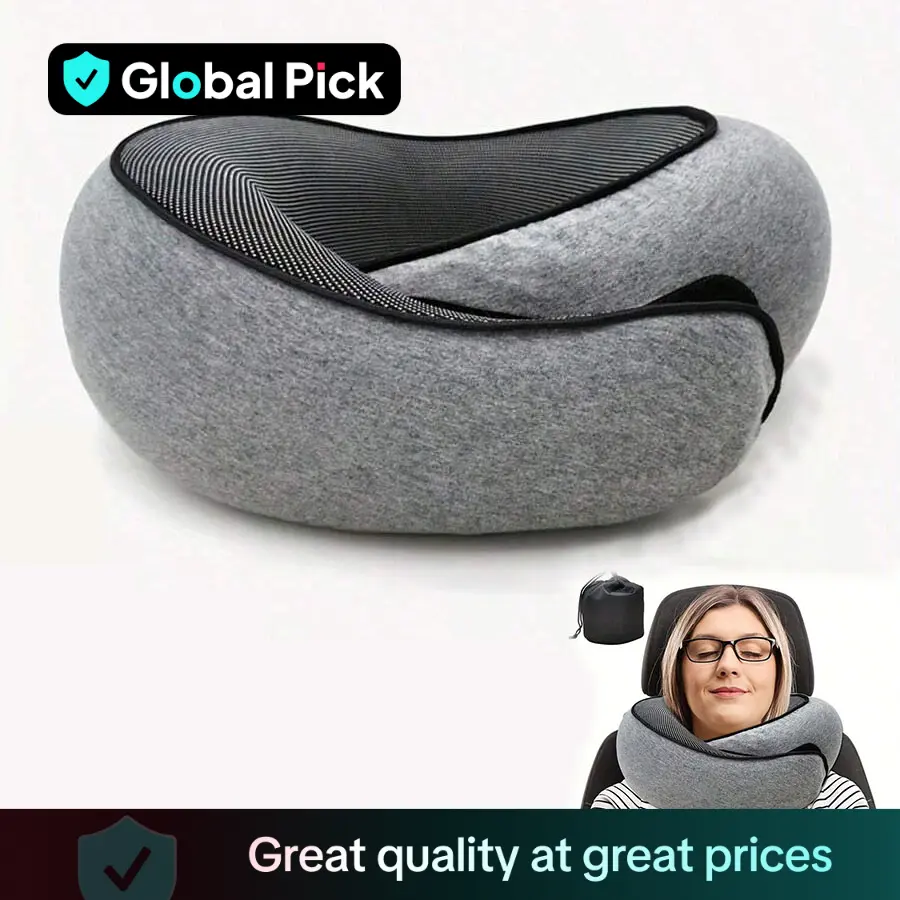 Travel Neck Pillow, Breathable Comfortable Memory Foam Neck Pillow, Travel Nap Pillow with Storage Bag, Valentine's Day Gift, Supportive Memory Foam