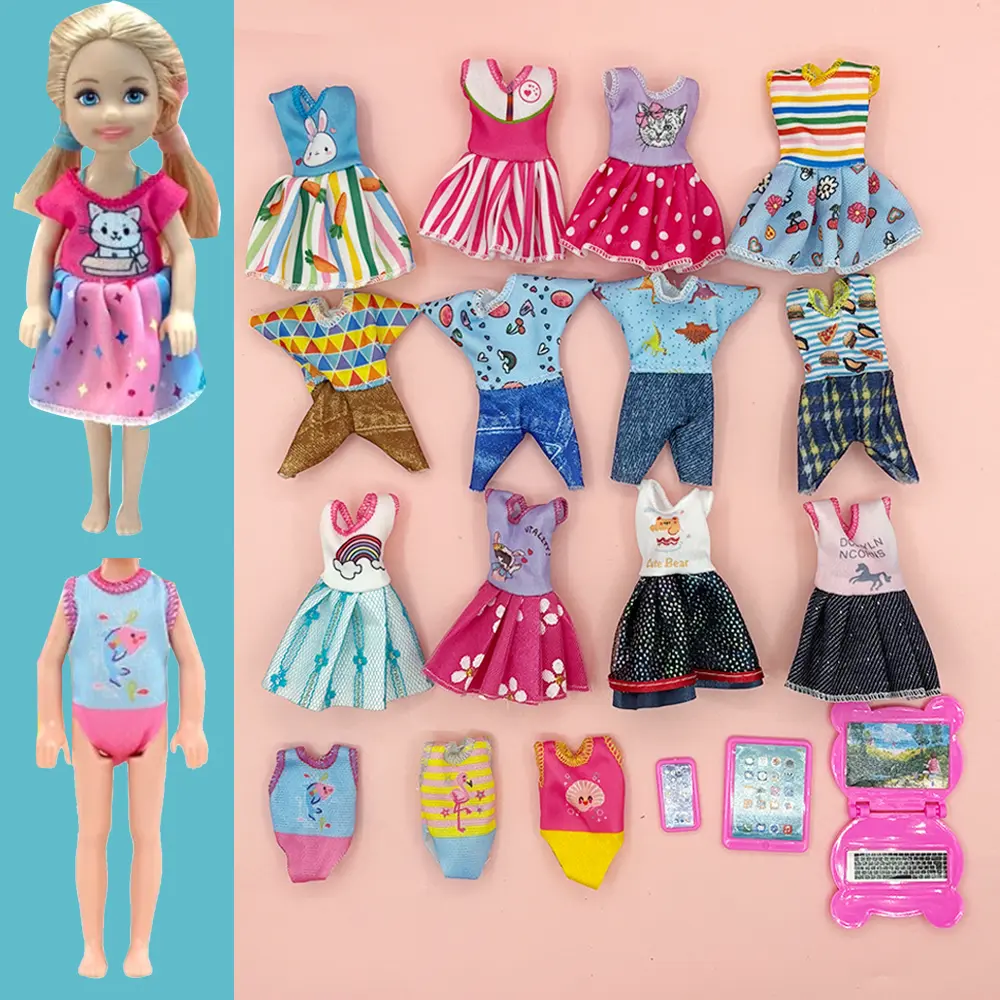 Doll Clothes and Accessories for 5.3‘’-6‘’/13cm-15cm Dolls Fashion Dresses Casual Jumpsuits Swimsuits Mini Accessories Laptop Phone iPad Dollhouse Item Hangers Pet Accessories Toys for Kids
