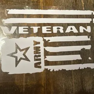 Army Veteran American Flag Permanent Vinyl Decal Sticker Car Truck Window Bumper 4”x6”