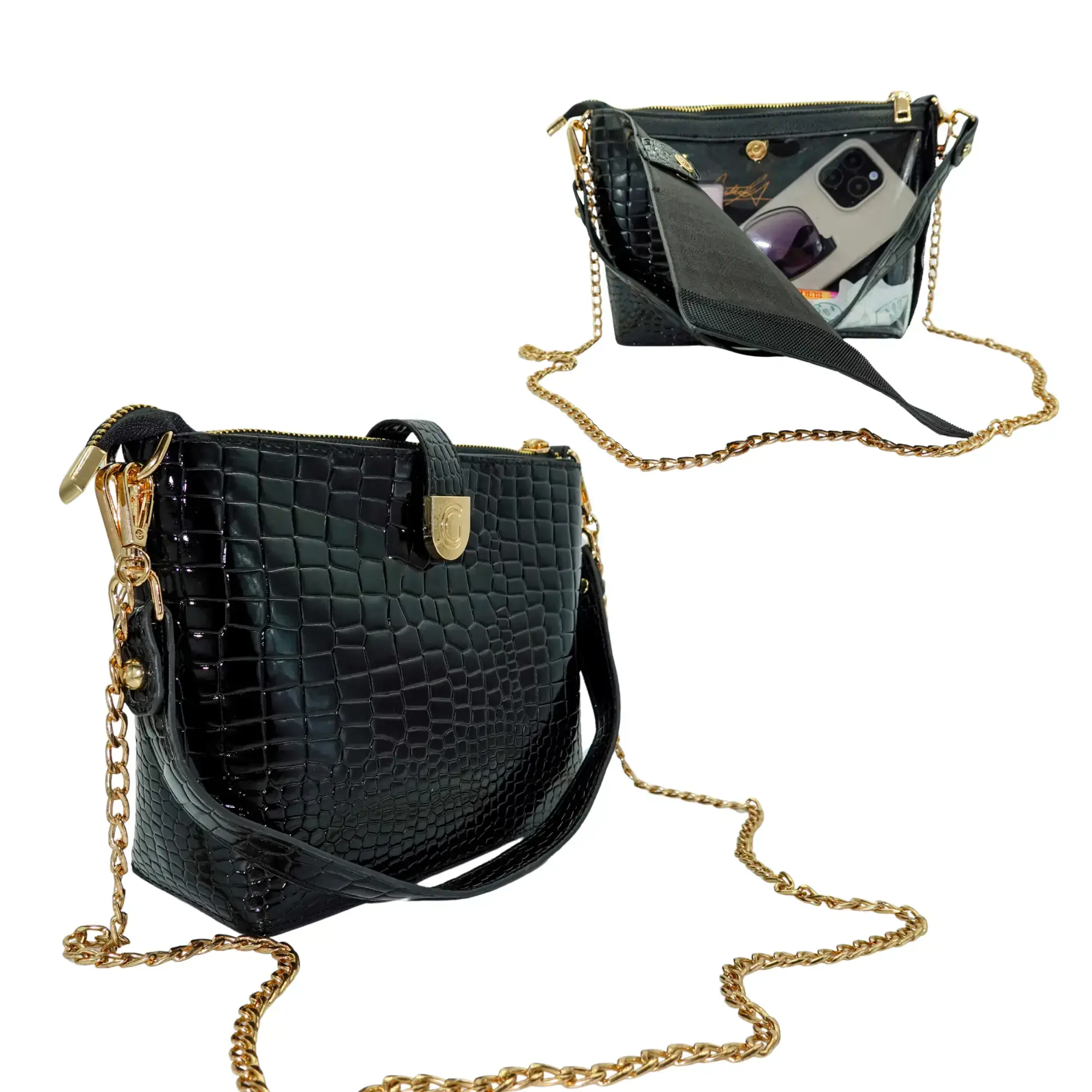 Caitie G Signature Bag - Black Alligator